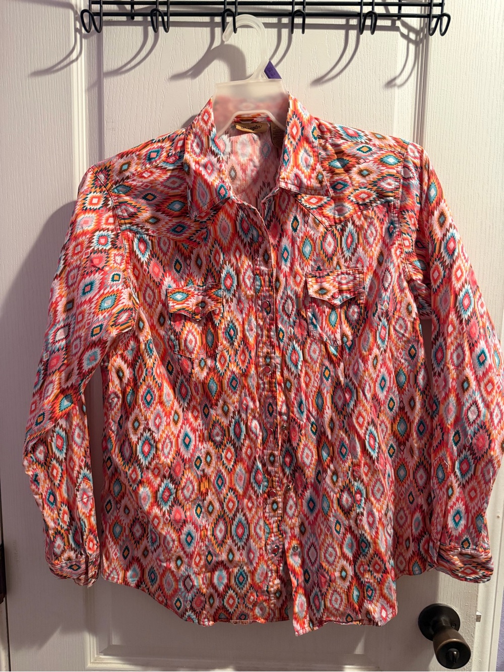 Wrangler Pink and Coral Aztec Print Shirt